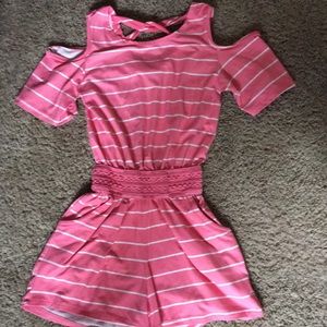 romper with pockets and criss cross back